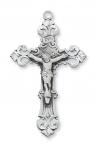 Sterling Silver Crucifix Necklace With 24 Inch Rhodium Plated Brass Chain and Deluxe Gift Box