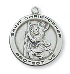 Sterling Silver St. Christopher Medal Necklace With 18 Inch Rhodium Plated Brass Chain and Deluxe Gift Box