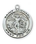 Sterling Silver St. Michael Medal Necklace With 18 Inch Rhodium Plated Brass Chain and Deluxe Gift Box