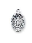 Sterling Silver Miraculous Medal Necklace With 18 Inch Rhodium Plated Brass Chain and Deluxe Gift Box