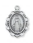 Sterling Silver Miraculous Medal Necklace With 18 Inch Rhodium Plated Brass Chain and Deluxe Gift Box