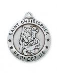 Sterling Silver St. Christopher Medal Necklace With 24 Inch Rhodium Plated Brass Chain and Deluxe Gift Box