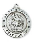 Sterling Silver St. Michael Medal Necklace With 24 Inch Rhodium Plated Brass Chain and Deluxe Gift Box