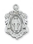 Sterling Silver Miraculous Medal Necklace With 18 Inch Rhodium Plated Brass Chain and Deluxe Gift Box