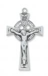 Sterling Silver Crucifix Necklace With 24 Inch Rhodium Plated Brass Chain and Deluxe Gift Box