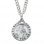 Sterling Silver St. Anne Medal Necklace With 20 Inch Rhodium Plated Brass Chain and Deluxe Gift Box