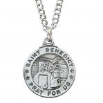Sterling Silver St. Benedict Medal Necklace With 20 Inch Rhodium Plated Brass Chain and Deluxe Gift Box