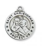 Sterling Silver St. Christopher Medal Necklace With 20 Inch Rhodium Plated Brass Chain and Deluxe Gift Box