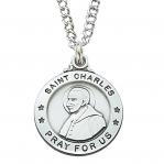 Sterling Silver St. Charles Borromeo Medal Necklace With 20 Inch Rhodium Plated Brass Chain and Deluxe Gift Box