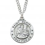 Sterling Silver St. Daniel Medal Necklace With 20 Inch Rhodium Plated Brass Chain and Deluxe Gift Box