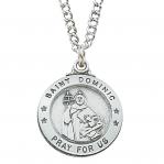 Sterling Silver St. Dominic Medal Necklace With 20 Inch Rhodium Plated Brass Chain and Deluxe Gift Box