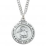 Sterling Silver St. Elizabeth Ann Seton Medal Necklace With 20 Inch Rhodium Plated Brass Chain and Deluxe Gift Box