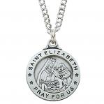 Sterling Silver St. Elizabeth Medal Necklace With 20 Inch Rhodium Plated Brass Chain and Deluxe Gift Box