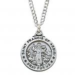 Sterling Silver St. Francis Medal Necklace With 20 Inch Rhodium Plated Brass Chain and Deluxe Gift Box