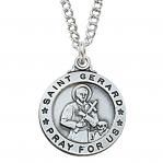 Sterling Silver St. Gerarc Medal Necklace With 20 Inch Rhodium Plated Brass Chain and Deluxe Gift Box