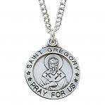 Sterling Silver St. Gregory Medal Necklace With 20 Inch Rhodium Plated Brass Chain and Deluxe Gift Box