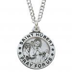 Sterling Silver St. Hubert Medal Necklace With 20 Inch Rhodium Plated Brass Chain and Deluxe Gift Box