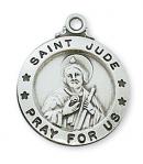 Sterling Silver St. Jude Medal Necklace With 20 Inch Rhodium Plated Brass Chain and Deluxe Gift Box