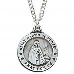 Sterling Silver St. Martin De Porres Medal Necklace With 20 Inch Rhodium Plated Brass Chain and Deluxe Gift Box