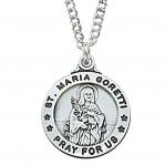Sterling Silver St. Maria Goretti Medal Necklace With 20 Inch Rhodium Plated Brass Chain and Deluxe Gift Box