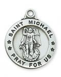 Sterling Silver St. Michael Medal Necklace With 20 Inch Rhodium Plated Brass Chain and Deluxe Gift Box