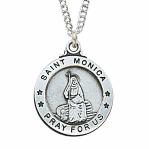 Sterling Silver St. Monica Medal Necklace With 20 Inch Rhodium Plated Brass Chain and Deluxe Gift Box