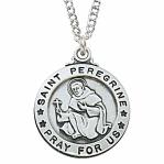 Sterling Silver St. Peregrine Medal Necklace With 20 Inch Rhodium Plated Brass Chain and Deluxe Gift Box