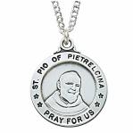 Sterling Silver St. Padre Pio Medal Necklace With 20 Inch Rhodium Plated Brass Chain and Deluxe Gift Box