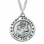 Sterling Silver St. Stephen Medal Necklace With 20 Inch Rhodium Plated Brass Chain and Deluxe Gift Box