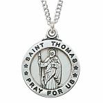 Sterling Silver St. Thomas the Apostle Medal Necklace With 20 Inch Rhodium Plated Brass Chain and Deluxe Gift Box