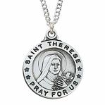 Sterling Silver St. Therese the Little Flower Medal Necklace With 20 Inch Rhodium Plated Brass Chain and Deluxe Gift Box