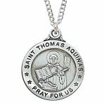 Sterling Silver St. Thomas Aquinas Medal Necklace With 20 Inch Rhodium Plated Brass Chain and Deluxe Gift Box