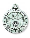 Sterling Silver St. Veronica Medal Necklace With 20 Inch Rhodium Plated Brass Chain and Deluxe Gift Box