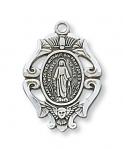 Sterling Silver Miraculous Medal Necklace With 18 Inch Rhodium Plated Brass Chain and Deluxe Gift Box