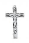 Sterling Silver Crucifix Necklace With 24 Inch Rhodium Plated Brass Chain and Deluxe Gift Box