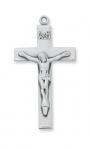 Sterling Silver Crucifix Necklace With 24 Inch Rhodium Plated Brass Chain and Deluxe Gift Box