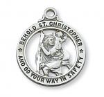 Sterling Silver St. Christopher Medal Necklace With 20 Inch Rhodium Plated Brass Chain and Deluxe Gift Box