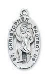 Sterling Silver St. Christopher Medal Necklace With 24 Inch Rhodium Plated Brass Chain and Deluxe Gift Box