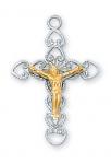 Sterling Silver Crucifix Necklace With 18 Inch Rhodium Plated Brass Chain and Deluxe Gift Box