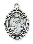 Sterling Silver St. Jude Medal Necklace With 18 Inch Rhodium Plated Brass Chain and Deluxe Gift Box