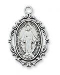 Sterling Silver Miraculous Medal Necklace With 18 Inch Rhodium Plated Brass Chain and Deluxe Gift Box