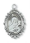 Sterling Silver St. Therese the Little Flower Medal Necklace With 18 Inch Rhodium Plated Brass Chain and Deluxe Gift Box
