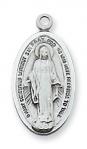 Sterling Silver Miraculous Medal Necklace With 18 Inch Rhodium Plated Brass Chain and Deluxe Gift Box