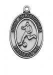 Sterling Silver Soccer Medal Necklace With 24 Inch Rhodium Plated Brass Chain and Deluxe Gift Box