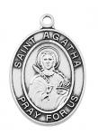 Sterling Silver St Agatha  With 18 Inch Rhodium Plated Brass Chain and Deluxe Gift Box
