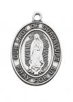 Sterling Silver Our Lady of Guadalupe Medal Necklace With 18 Inch Rhodium Plated Brass Chain and Deluxe Gift Box