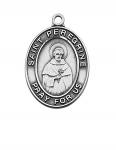 Sterling Silver St. Peregrine Medal Necklace With 18 Inch Rhodium Plated Brass Chain and Deluxe Gift Box