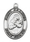 Sterling Silver St. Francis Medal Necklace With 18 Inch Rhodium Plated Brass Chain and Deluxe Gift Box