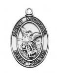 Sterling Silver St. Michael Medal Necklace With 18 Inch Rhodium Plated Brass Chain and Deluxe Gift Box