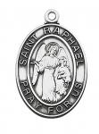 Sterling Silver St. Raphael Medal Necklace With 18 Inch Rhodium Plated Brass Chain and Deluxe Gift Box